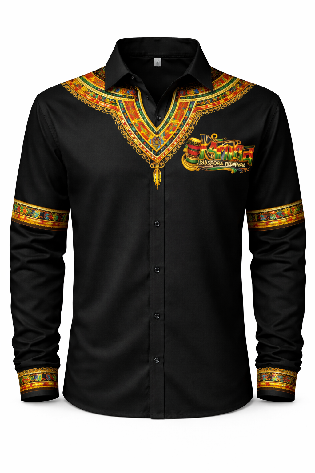 Black Dashiki Long Sleeved Shirt