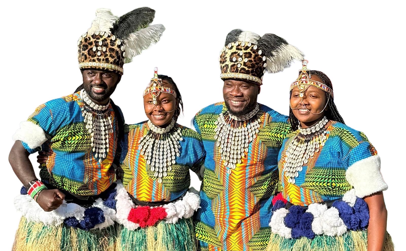 Kamba Diaspora Festival drummers in traditional regalia