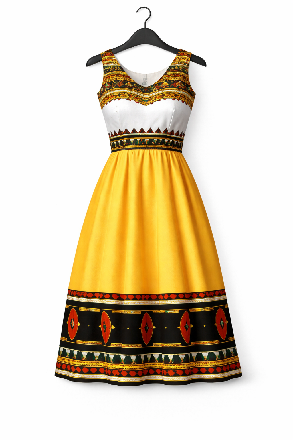 White and Yellow Kamba Dress